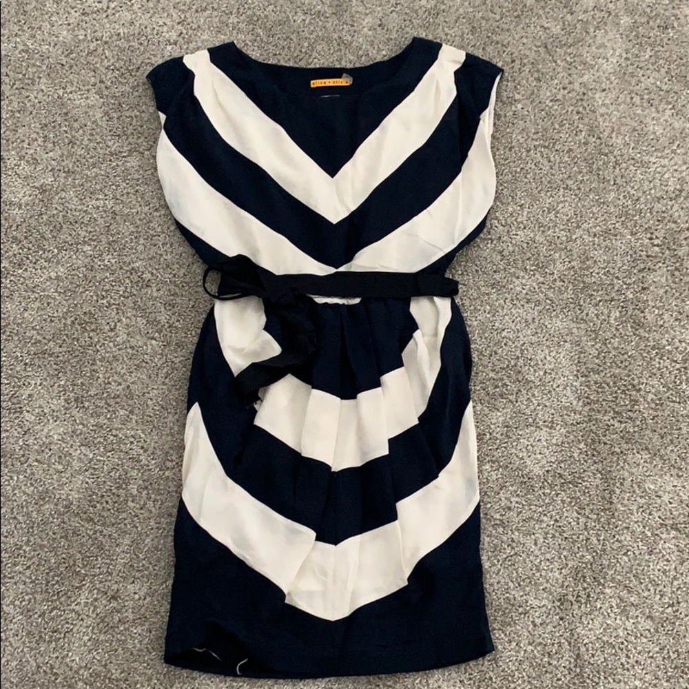 Navy and off white Alice + Olivia dress